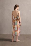 Vestido Midi De Alças Detalhe Losango Colibri