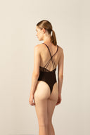 Body Recortes Frente Decote V Renda