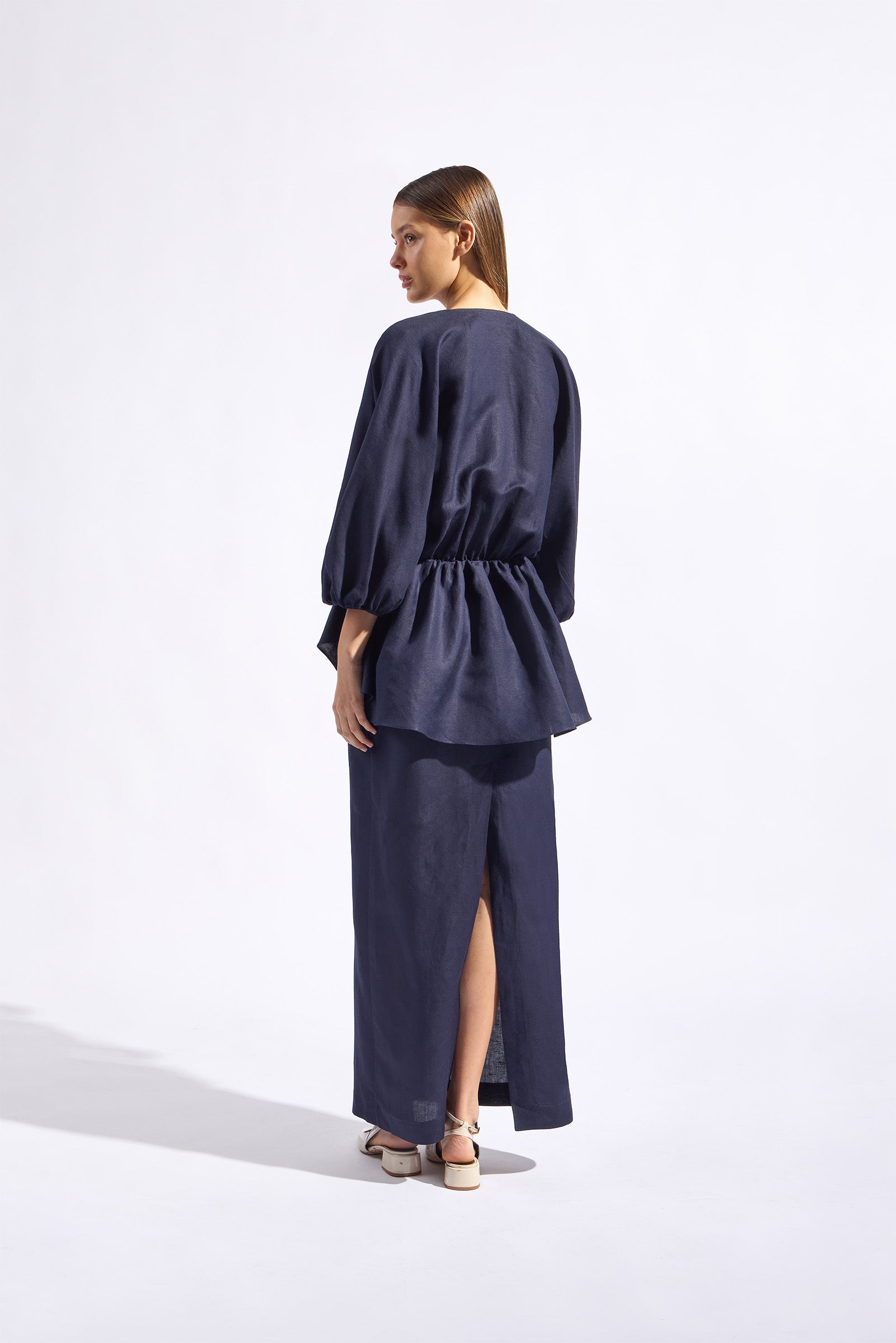 Vestido Midi Peplum Bicolor