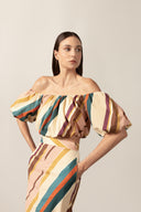 Blusa Cropped Listras Diagonais