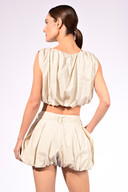Blusa Cropped Franzido Liso