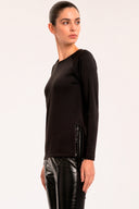 Blusa Manga Longa Neoprene Detalhe Zíper