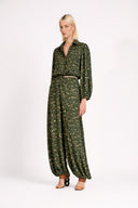 Camisa e Calça Cropped Decote V Green Pois