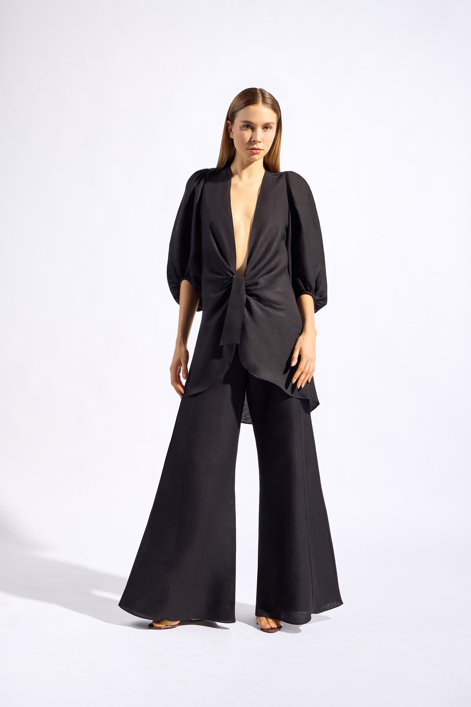 Calça e Camisa Longa De Amarrar Timeless Preto