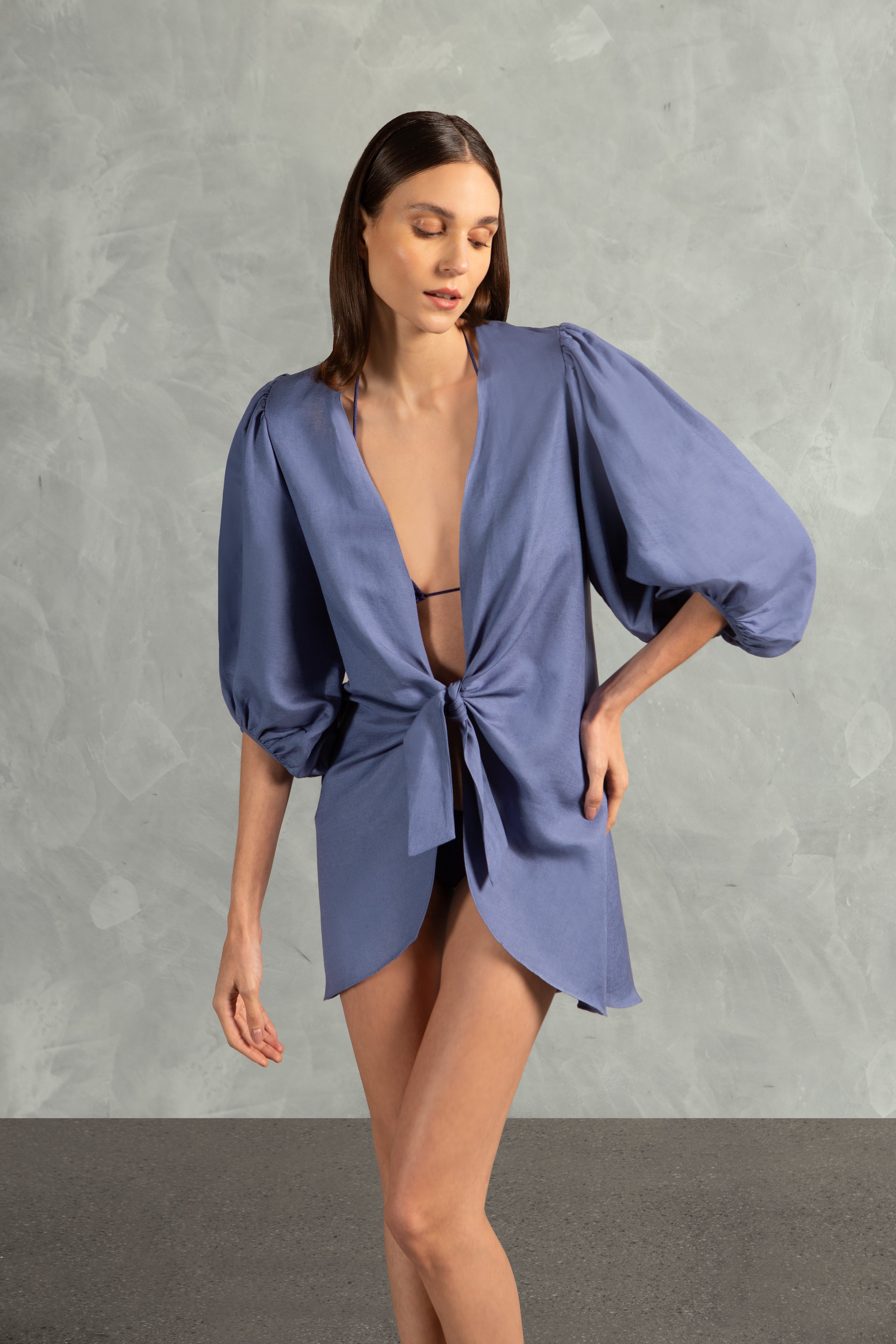 Camisa Longa De Amarrar Lisos