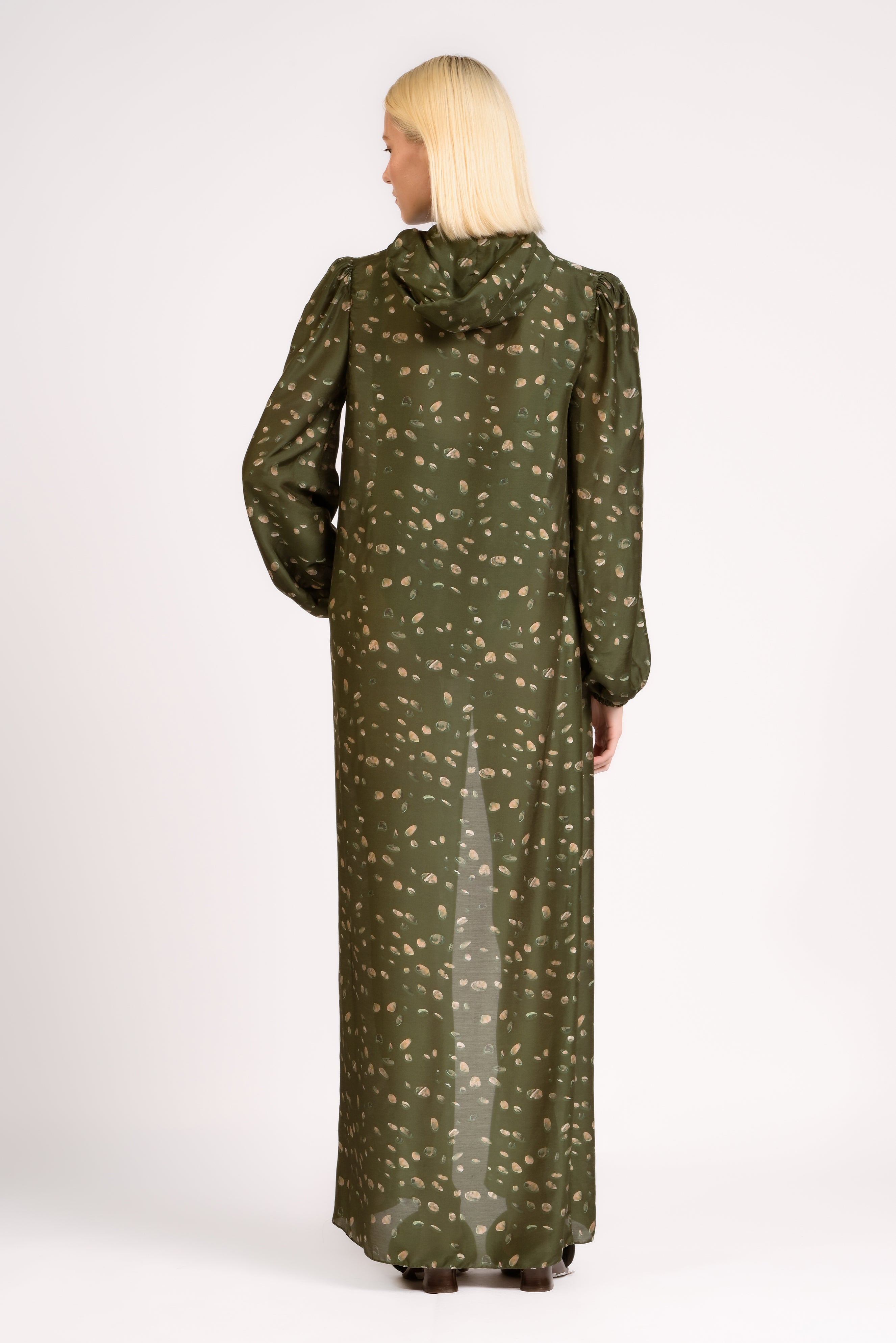 Capa Longa Capuz Green Pois