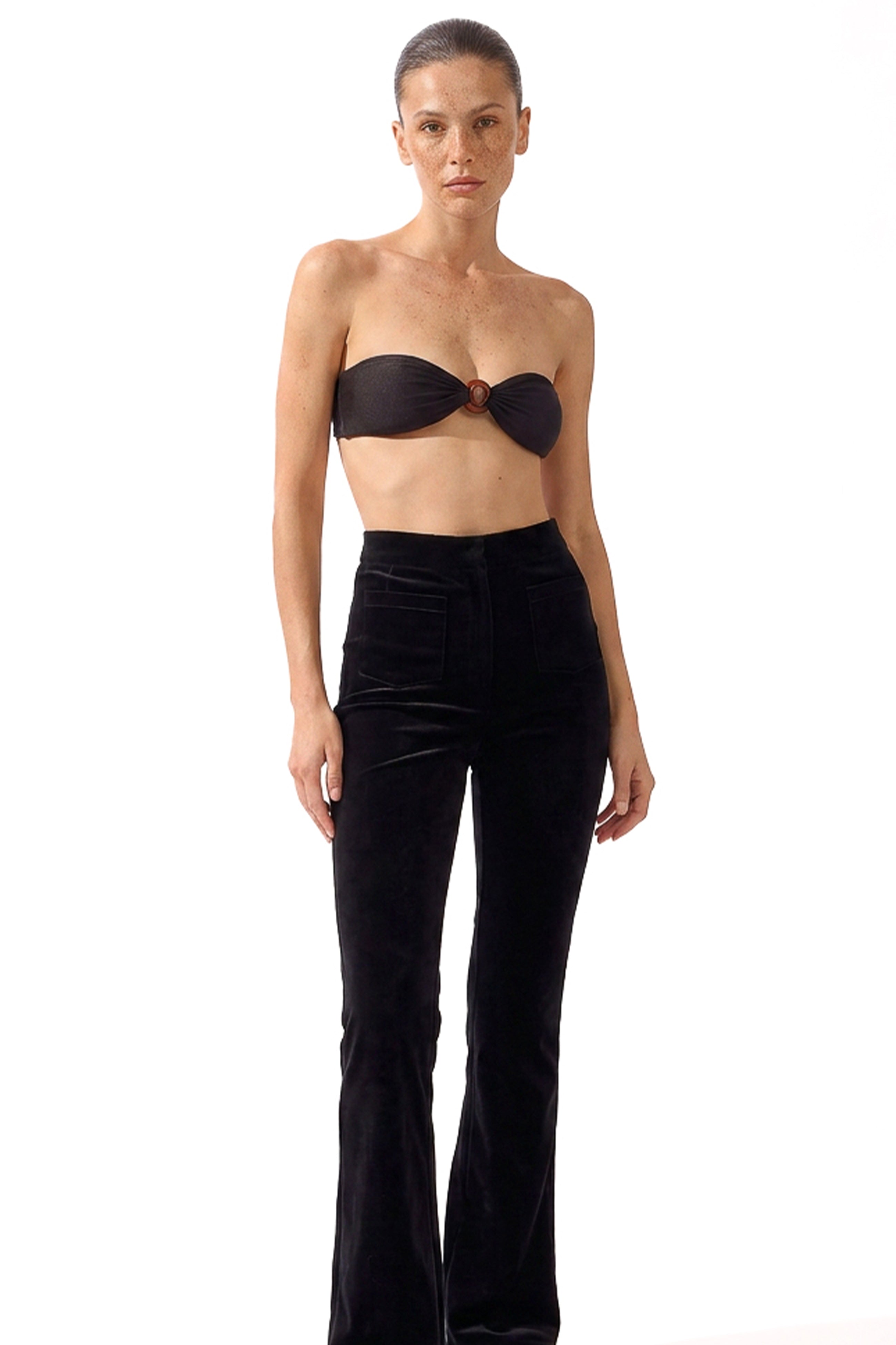 Calça Flare Bolsos Velvet