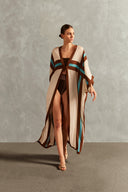 Robe Longo Com Vivo Contrastante Kaftans