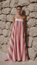 Vestido Longo Alças Backgammon Listras