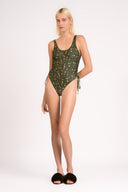 Maillot Asa Delta Detalhe Franzido Green Pois
