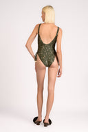 Maillot Asa Delta Detalhe Franzido Green Pois