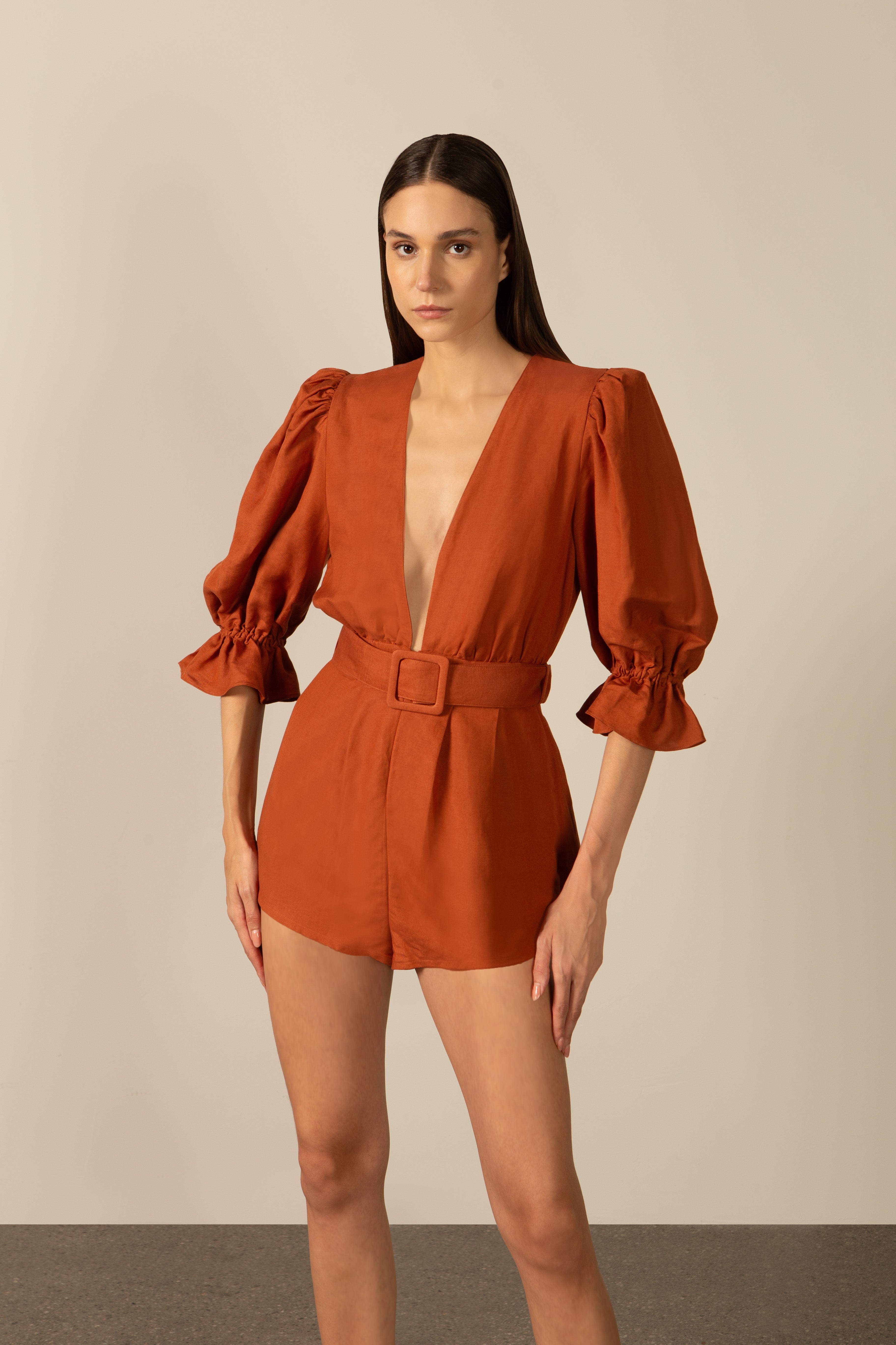 Playsuit Manga Bufante Cinto