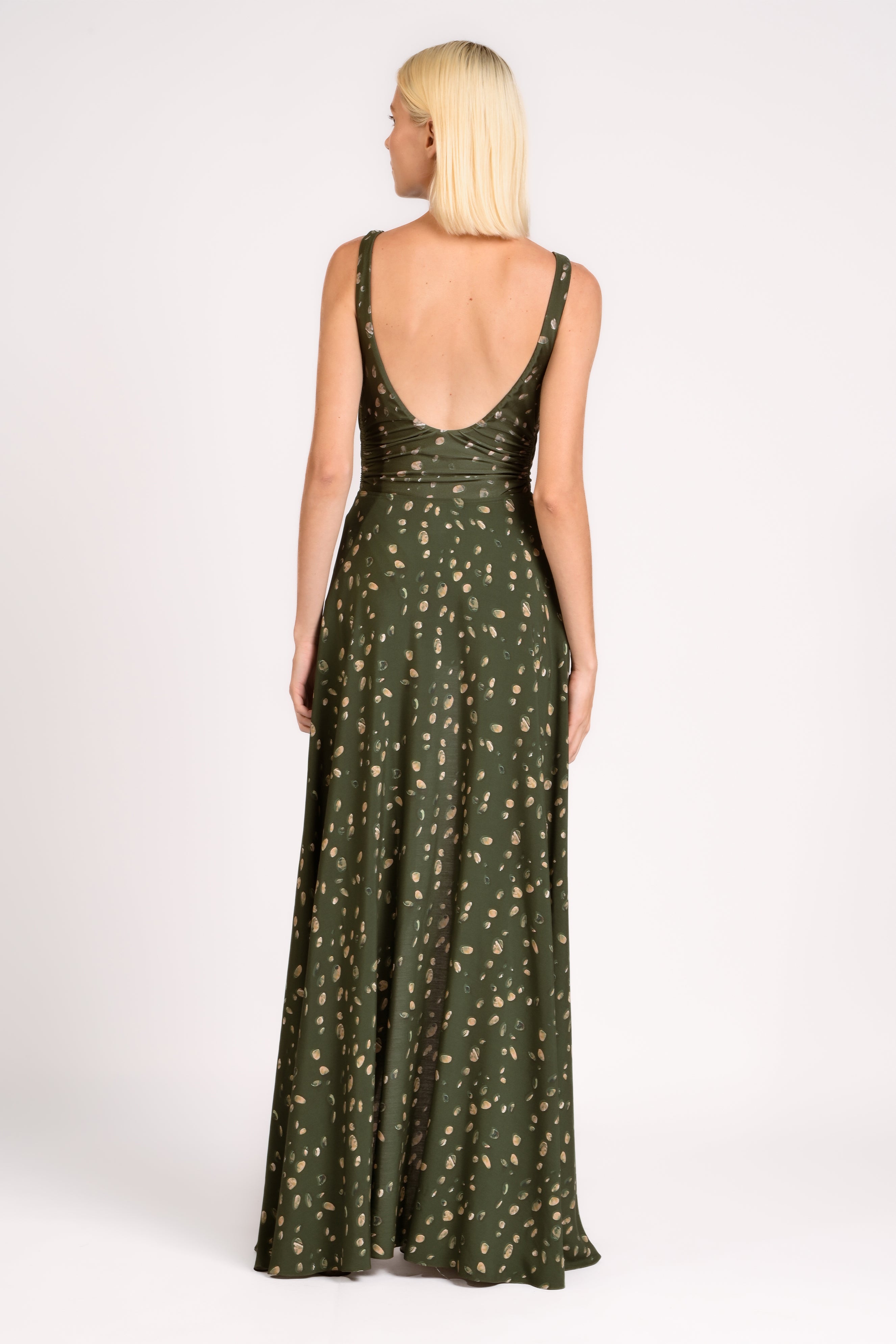 Saia Longa Fenda Green Pois