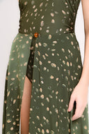 Saia Longa Fenda Green Pois