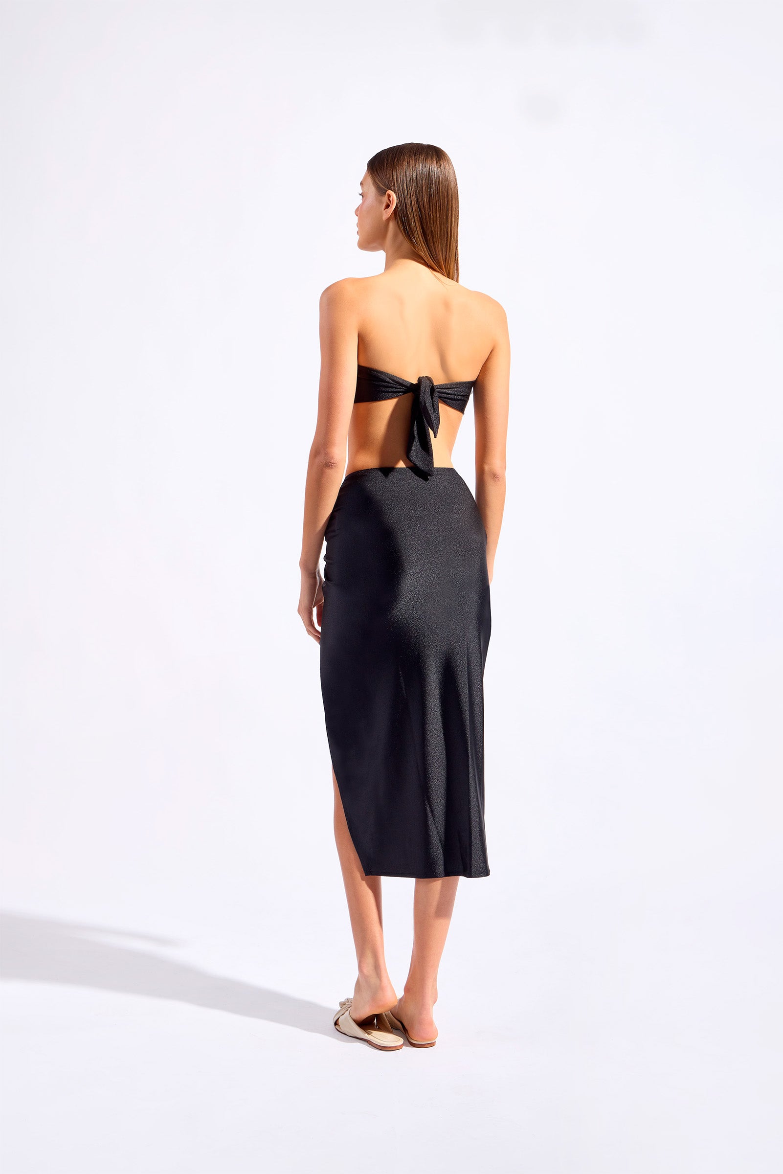 Saia Midi Detalhe Lateral Franzido Lisos