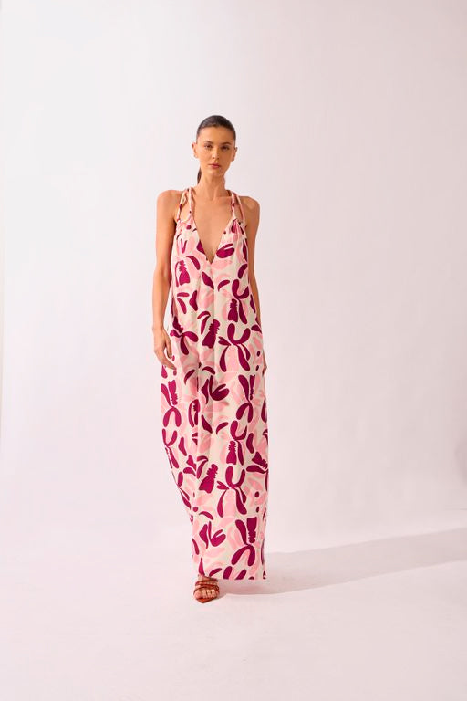 Vestido Longo Detalhe Alças Bold Floral