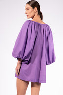Vestido Curto Manga Bufante Liso
