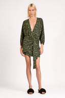 Vestido Curto De Amarrar Green Pois