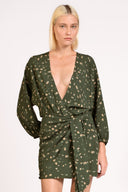 Vestido Curto De Amarrar Green Pois