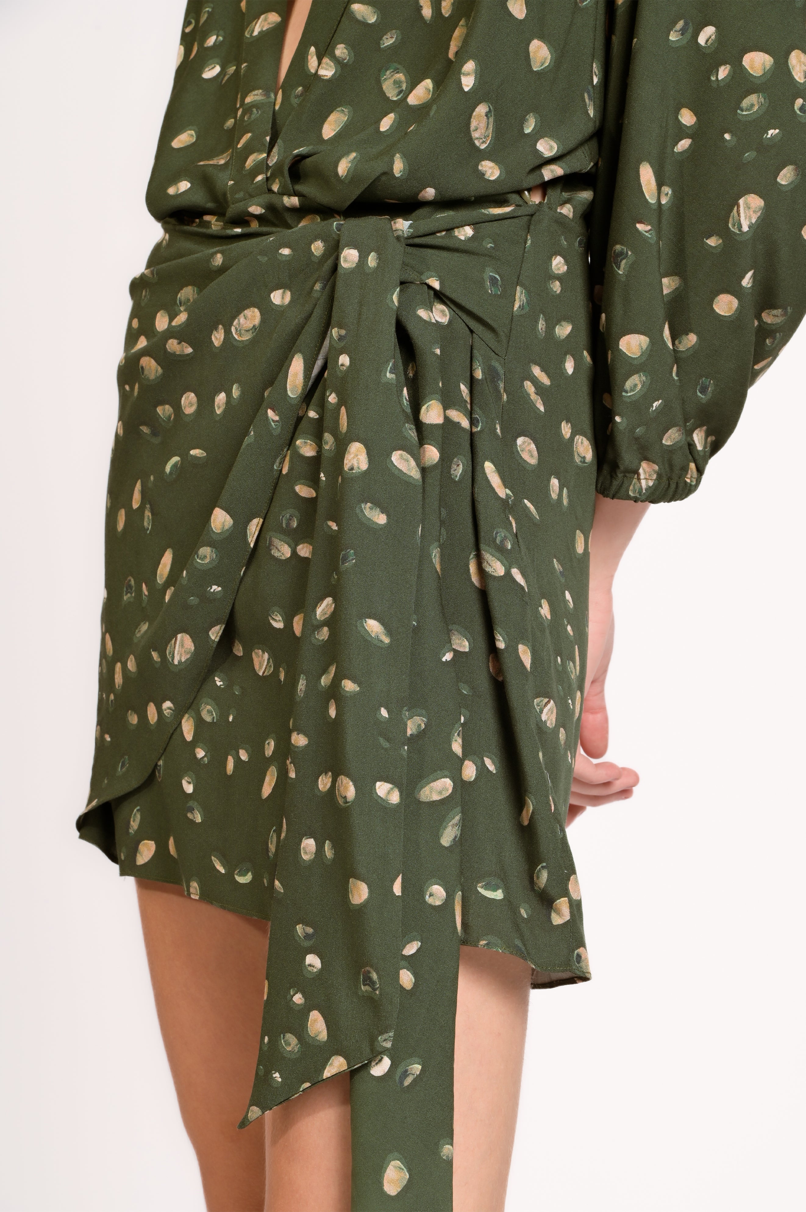 Vestido Curto De Amarrar Green Pois