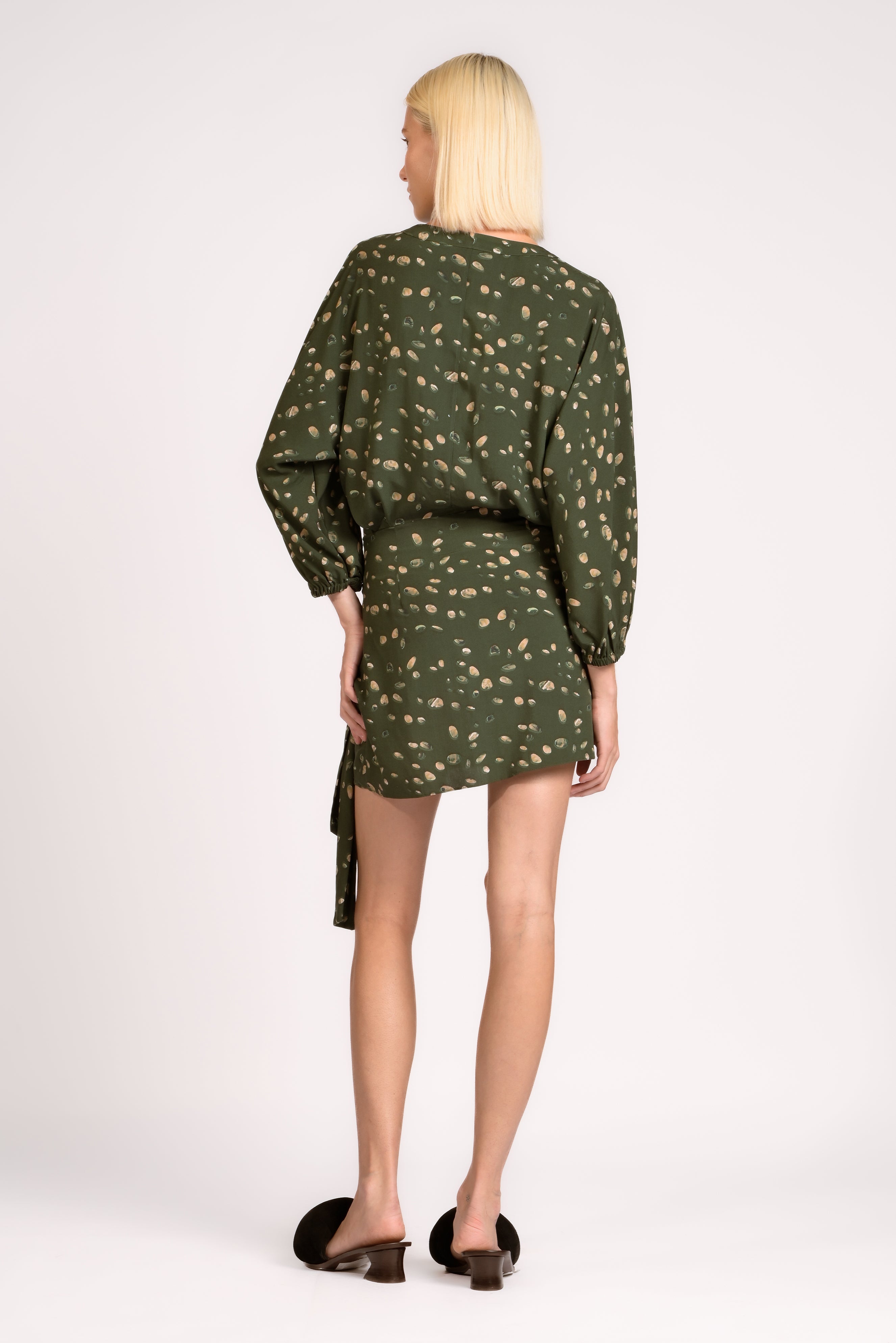 Vestido Curto De Amarrar Green Pois