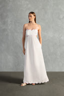 Vestido Longo Vazado Detalhe Ondas Linho