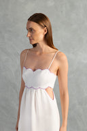 Vestido Longo Vazado Detalhe Ondas Linho