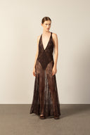 Vestido Longo Decote V Renda