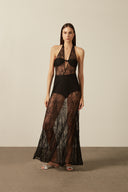 Vestido Longo Decote V Renda