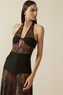 Vestido Longo Decote V Renda