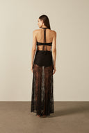 Vestido Longo Decote V Renda