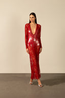 Vestido Longo Manga Longa Renda