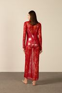 Vestido Longo Manga Longa Renda