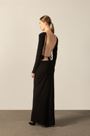 Vestido Longo Manga Longa Argolas