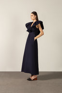 Vestido Longo Babados Bicolor