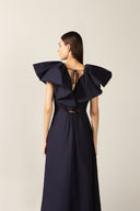 Vestido Longo Babados Bicolor