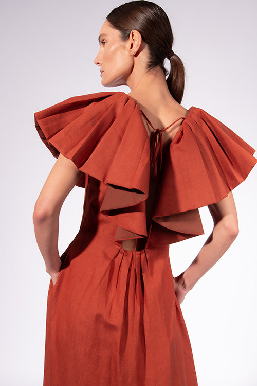 Vestido Longo Babados Bicolor