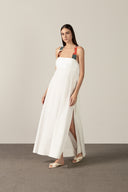 Vestido Longo Com Fenda Lateral Floral Organic