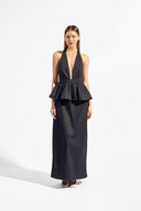 Vestido Peplum Decote Profundo