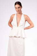 Vestido Peplum Decote Profundo