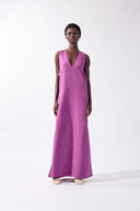 Vestido Longo Com Abertura Laterais Liso