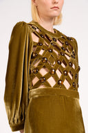 Vestido Longo Frente Tela Velvet