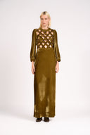 Vestido Longo Frente Tela Velvet