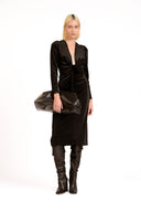 Vestido Longo Decote Profundo Velvet