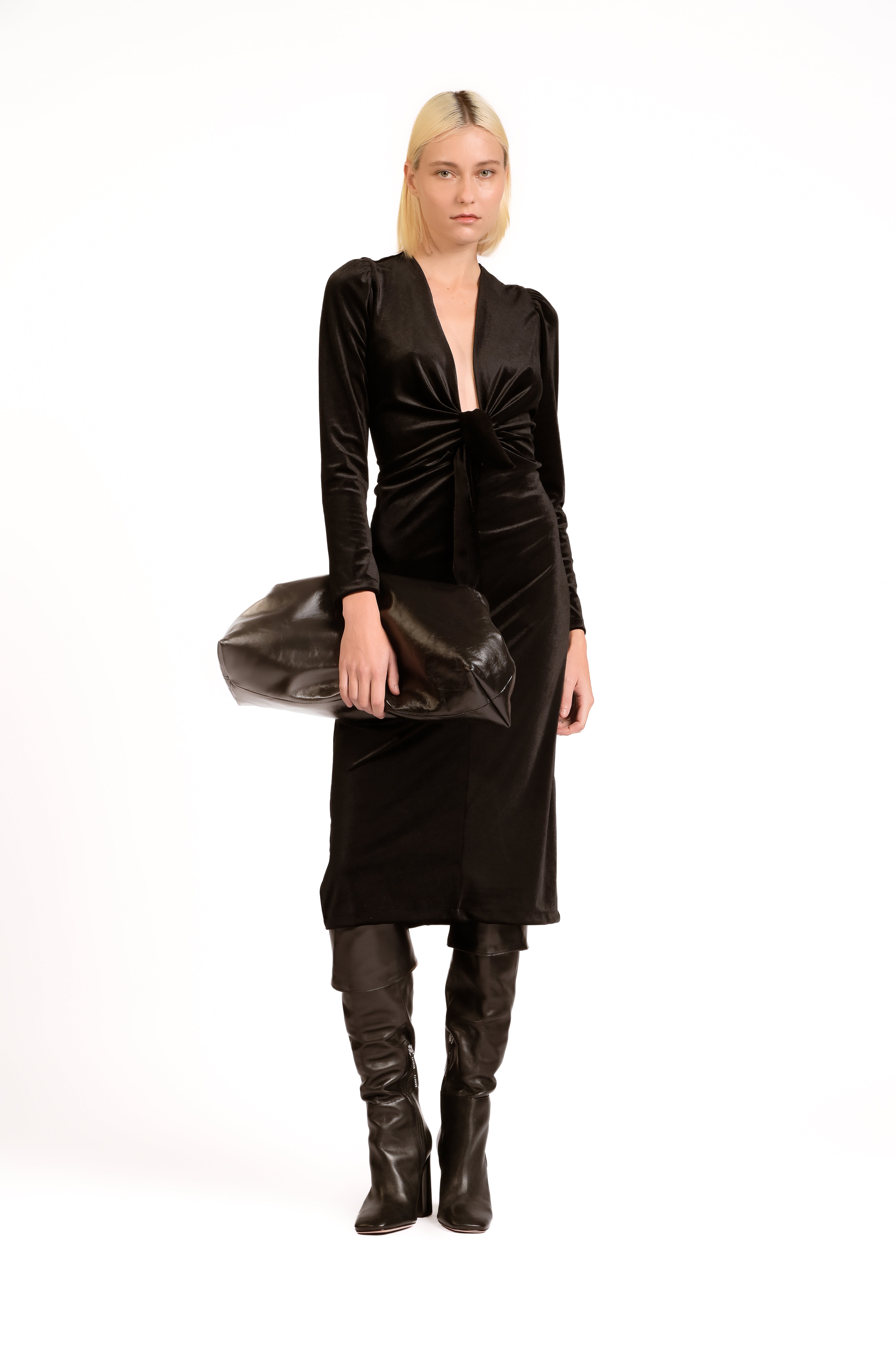 Vestido Longo Decote Profundo Velvet