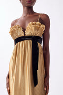 Vestido Longo Plissado Busto Conchas New Year