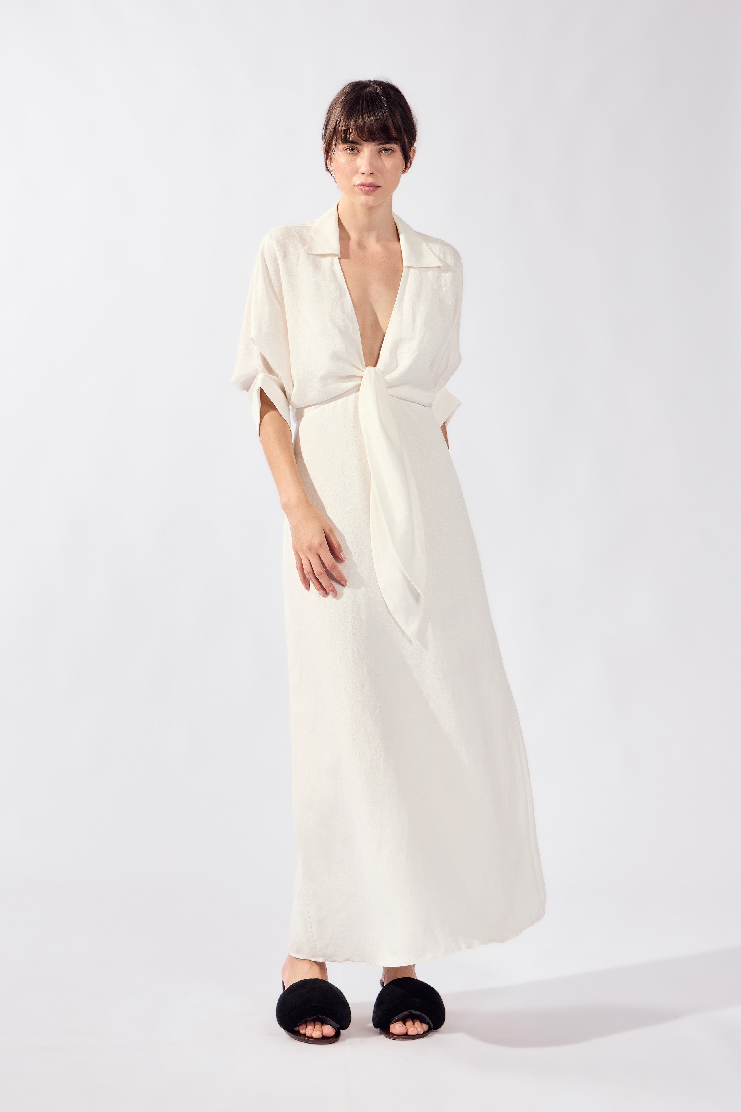 Vestido Longo Decote De Amarrar Solids