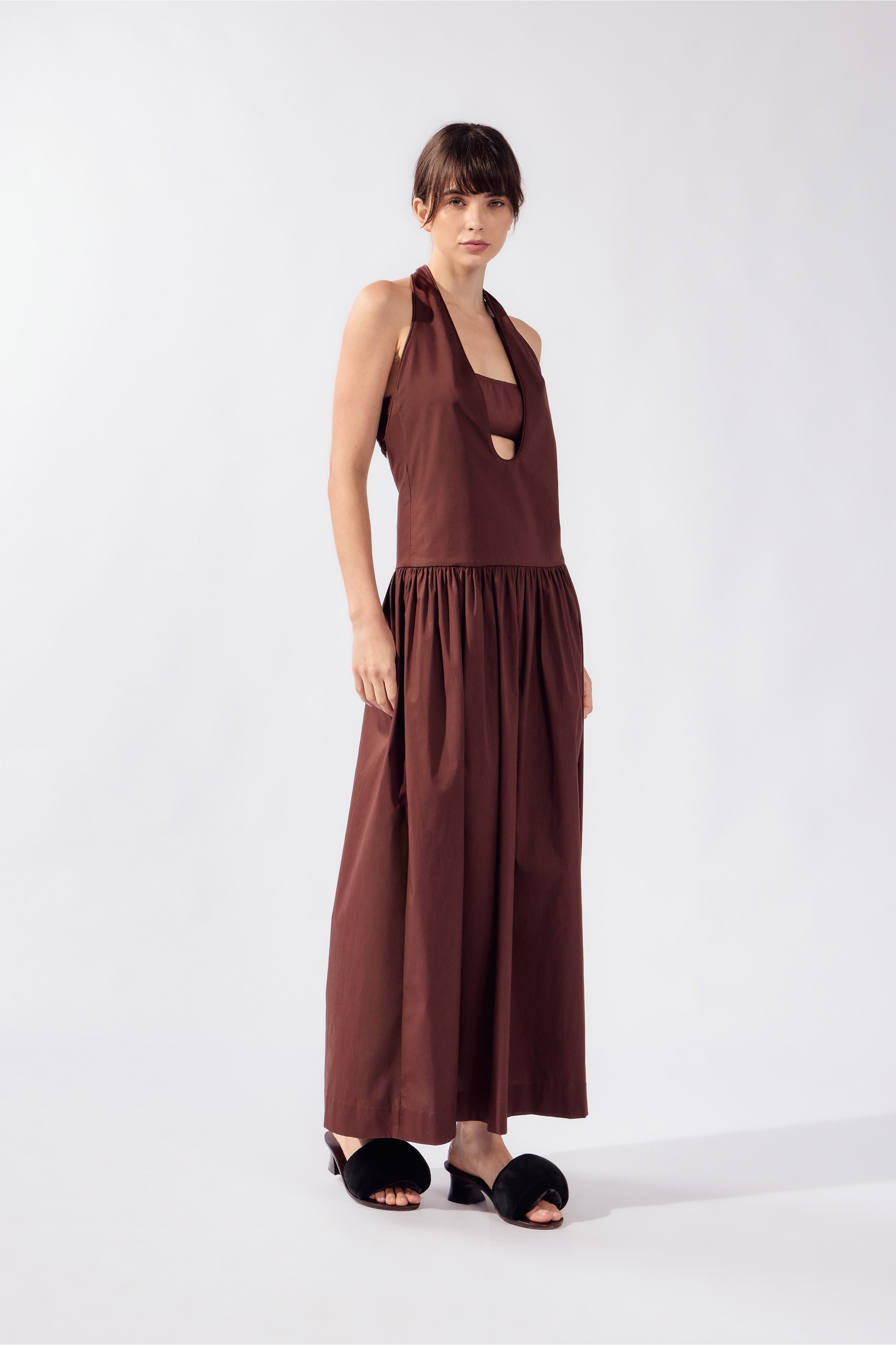 Vestido Longo Decote Profundo Mosaic