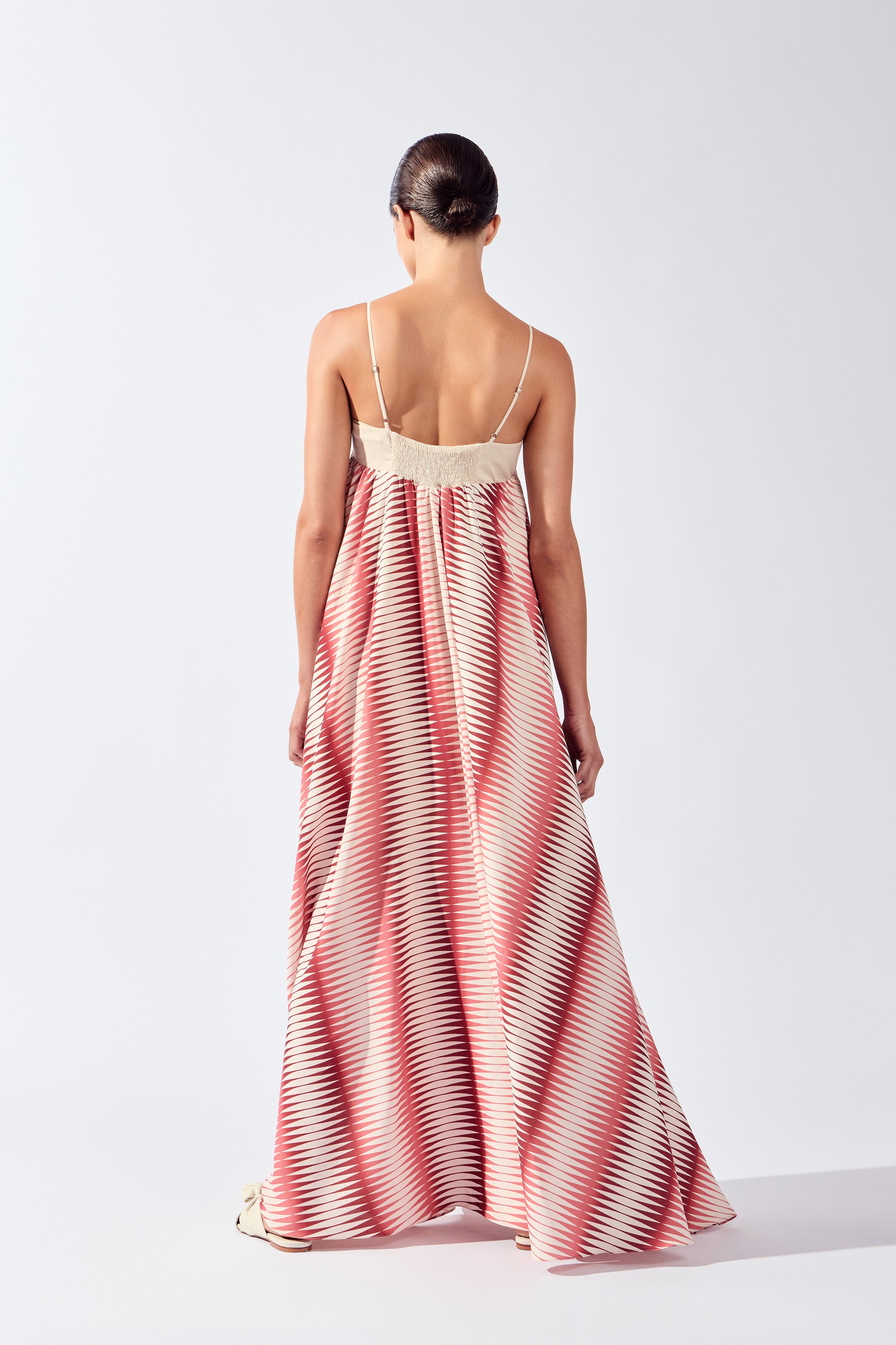 Vestido Longo Alças Backgammon Listras