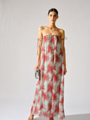Vestido Longo de Seda Detalhe Ombro Urchin